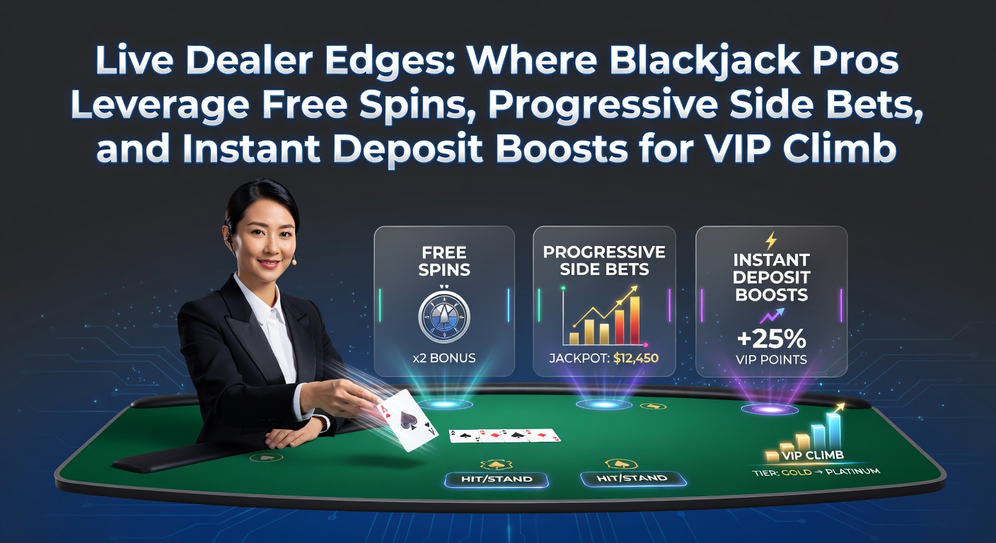 Blackjack-Tisch mit Live-Dealer und digitalen Side-Bets im Vordergrund, umgeben von VIP-Elementen wie Boost-Symbolen