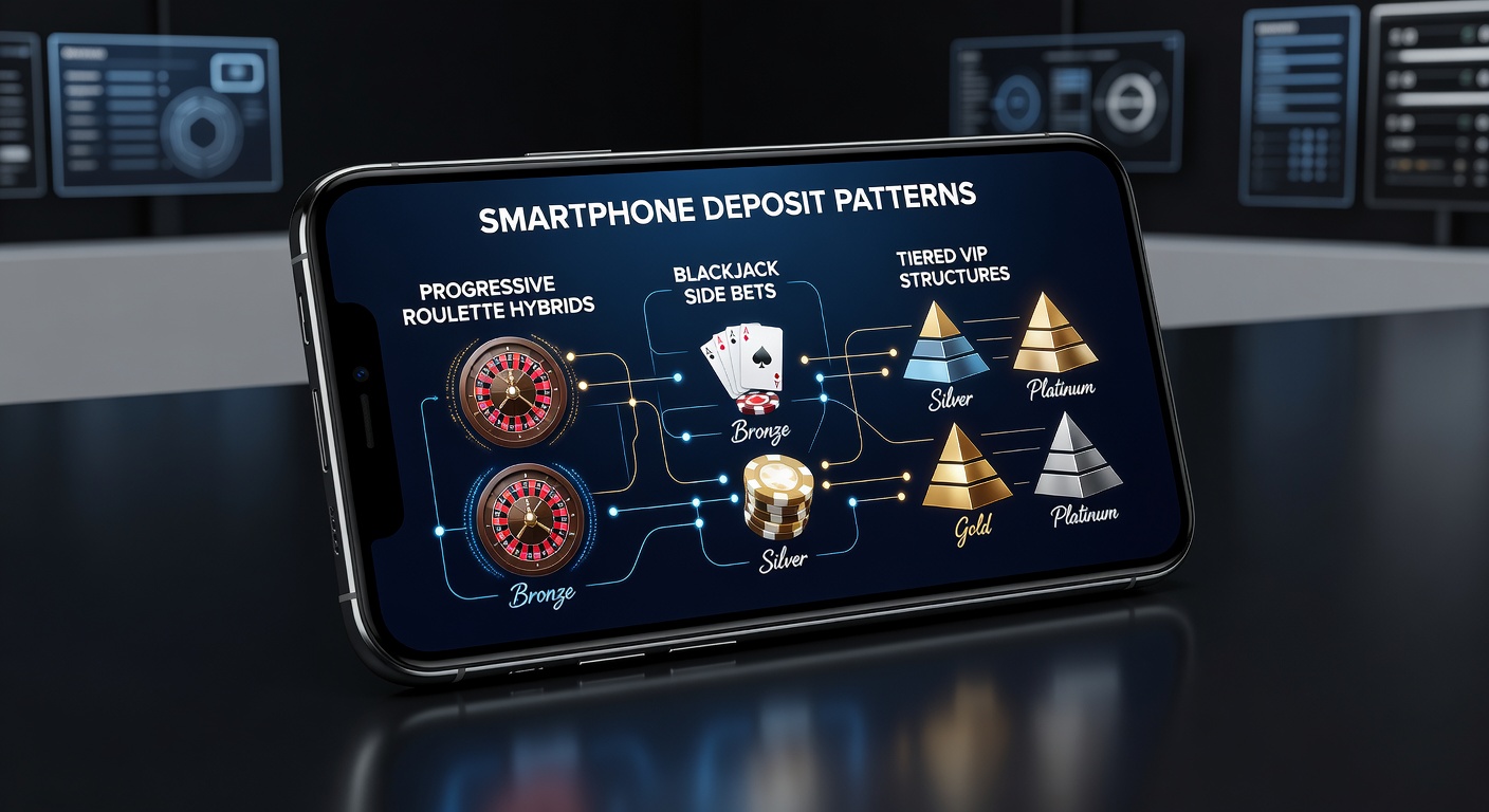 Smartphone zeigt Einzahlungsmuster in Casino-Apps mit Roulette- und Blackjack-Elementen